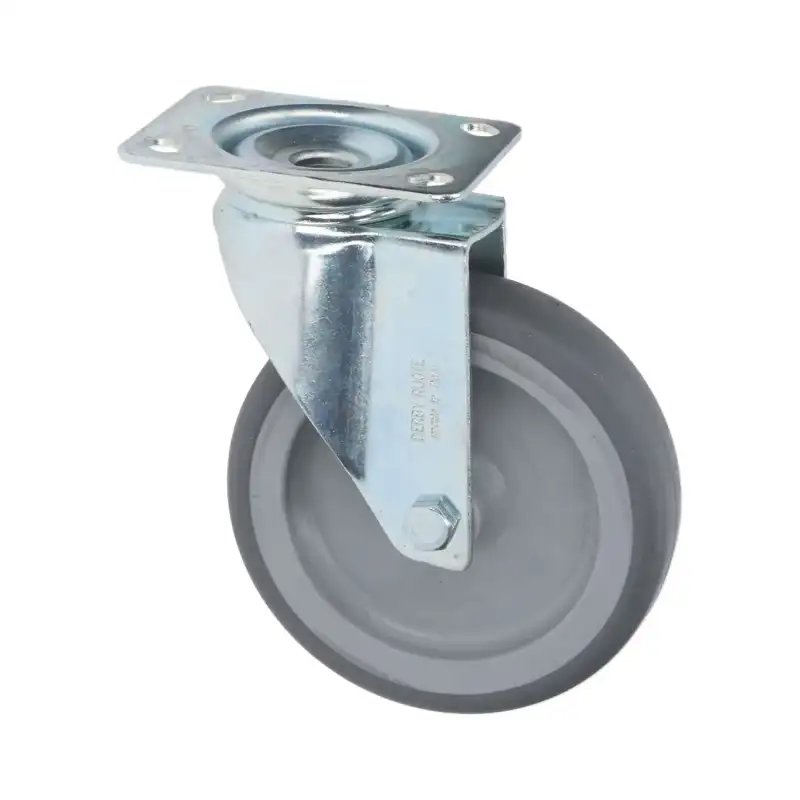 Svinghjul med plate 125x30 mm - Sinkbelagt, 100 kg belastning