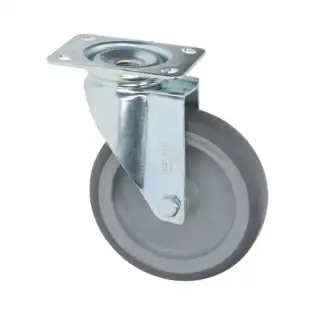 Swivel Wheel with Plate 125x30 mm – Zinc-Plated, 100 kg Load
