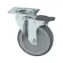 Roulette pivotante avec plaque et frein 125x30 mm - Charge de 100 kg, zinguée
