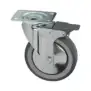 Rueda giratoria con placa y freno 125x30 mm - Soporte zincado, Núcleo de polipropileno