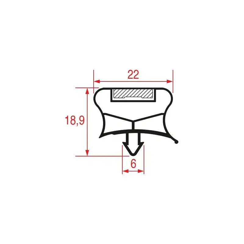 Guarnizione a scatto 3 lati 2000x765x2000 mm - Profilo 1016 - Prodotto in Italia