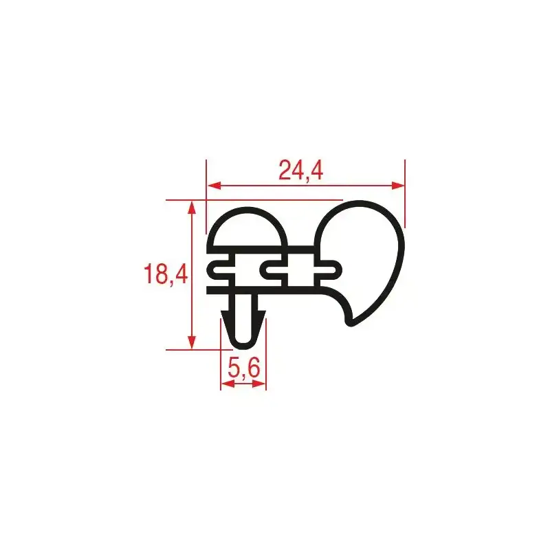 Snap-In Gasket 1027 – Profile 1027, 2000 mm, Grey, Non-Magnetic
