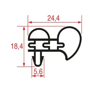 Snap-In pakning 1027 - Profil 1027, 2000 mm, grå, Ikke-magnetisk