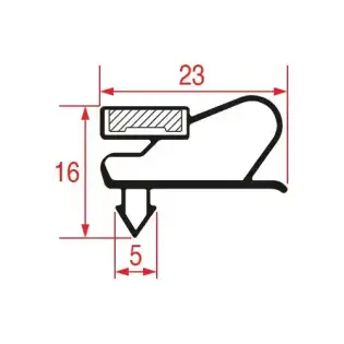 Snap-In Dichtung 1391x634 mm - Profil 1011, Grau, Magnetisch