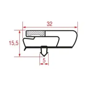 Snap-In-Dichtung 1455x635 mm - Profil 1031, Grau, Magnetisch