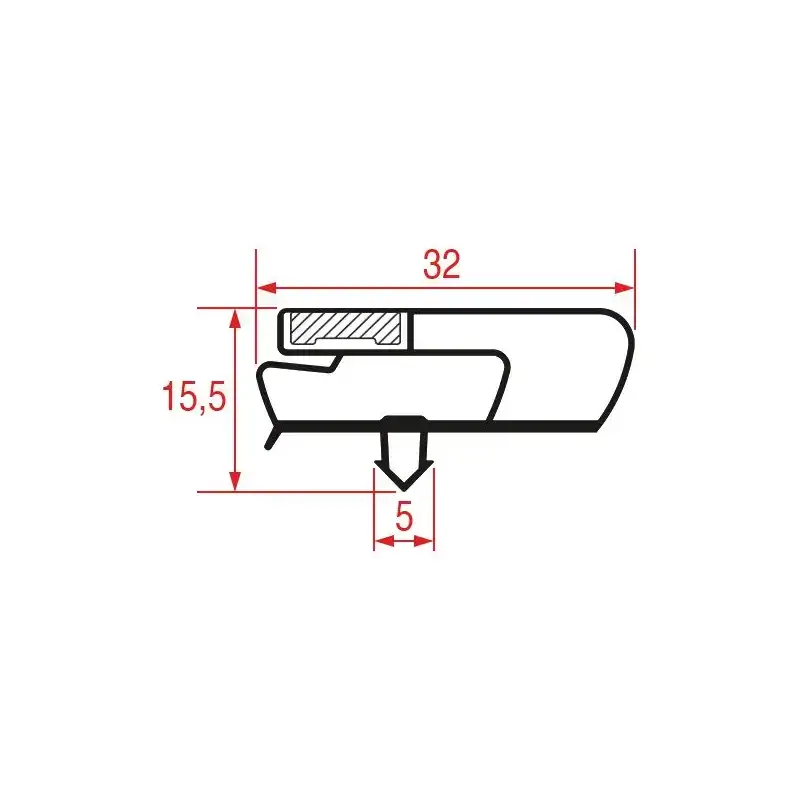 Snap-In Gasket 1455x635 mm - Profil 1031, Grå, Magnetisk