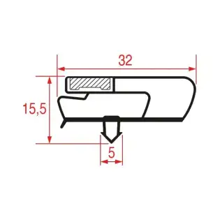 Snap-In-Dichtung 1455x635 mm - Profil 1031, Grau, Magnetisch