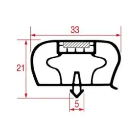 Joint magnétique Infrico Snap-In 605x460 mm Gris | Pièce de rechange pour comptoir neutre et table réfrigérée