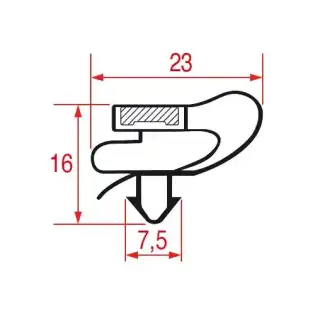 Snap-In Afdichting 610x405 mm Magnetisch Grijs | Reserveonderdeel voor Koelapparatuur