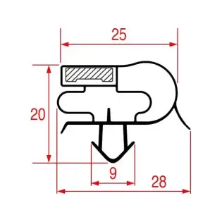 Afdichting voor Forcar koelkast 1665x585 mm in Magnetic Grey | Reserveonderdeel voor koelkast