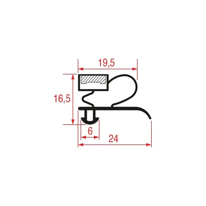Snap-In Gasket 1003 | 2000 mm Grey | Magnetic | Made in Italy