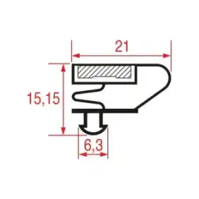 Junta de Encaixe 1006 | 2000 mm Cinza | Magnética | Fabricada em Itália