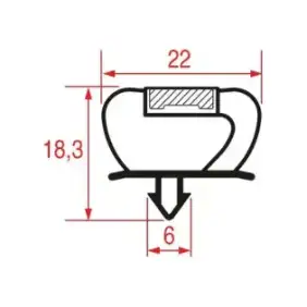 Snap-In Gasket 1010 | 2000 mm Grå | Magnetisk | Tillverkad i Italien