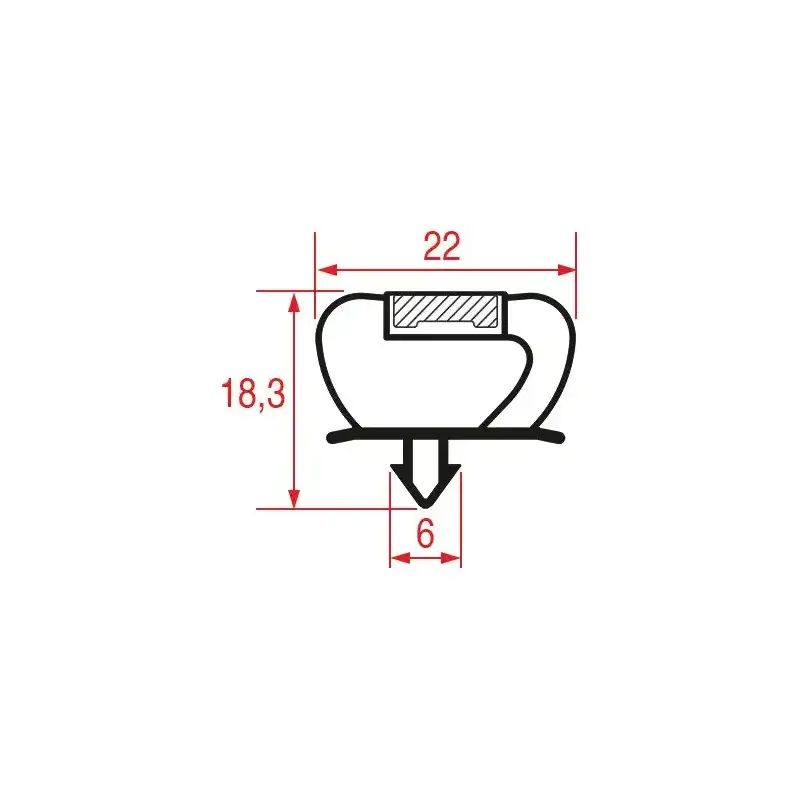Snap-In Gasket 1010 | 2000 mm Grey | Magnetic | Made in Italy