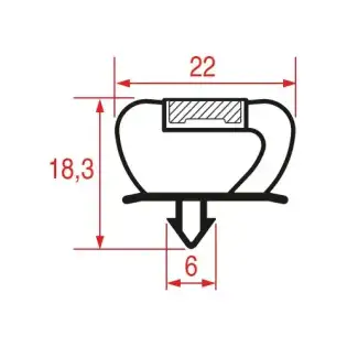 Snap-In Gasket 1010 | 2000 mm Grey | Magnetic | Made in Italy