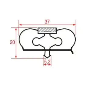 Snap-In Gasket 1017 | 2500 mm Grey | Magnetic | Made in Italy
