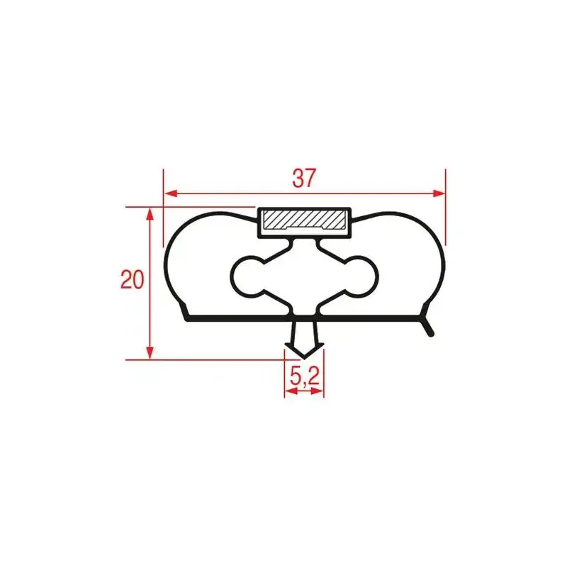 Snap-In Gasket 1017 | 2500 mm Grey | Magnetic | Made in Italy