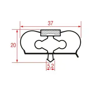 Snap-In Gasket 1017 | 2500 mm Grey | Magnetic | Made in Italy