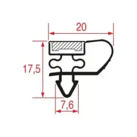 Snap-In Gasket 1022 | 2000 mm Grijs | Magnetisch | Gemaakt in Italië
