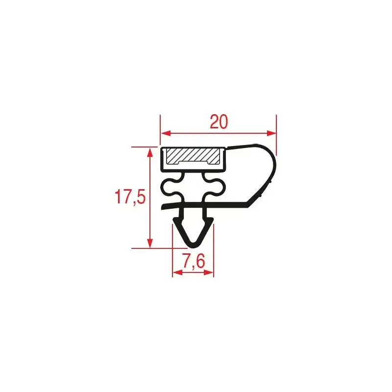 Snap-In Gasket 1022 | 2000 mm Grey | Magnetic | Made in Italy