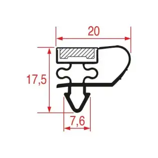 Junta de encaixe 1022 | 2000 mm Cinza | Magnética | Fabricada na Itália