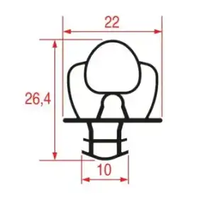 Guarnizione a scatto 1026 | Bianco 2500 mm | Non magnetico | Prodotto in Italia