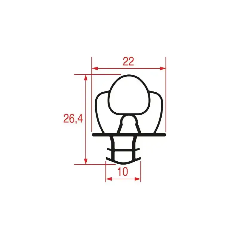 Guarnizione a scatto 1026 | Bianco 2500 mm | Non magnetico | Prodotto in Italia