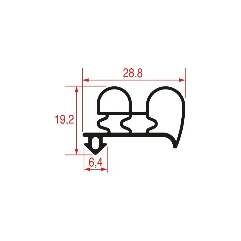 Snap-In Gasket 1028 | 2200 mm Harmaa | Ei-magneettinen | Valmistettu Italiassa
