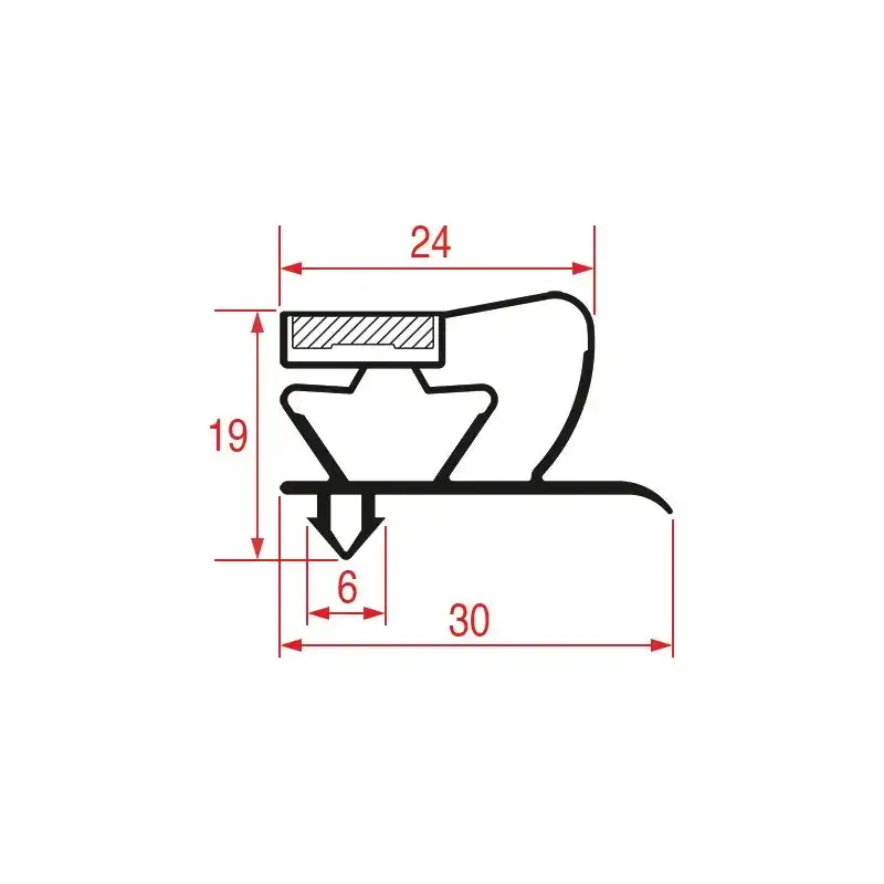 Snap-In Gasket 1029 | 2500 mm Grey | Magnetic | Made in Italy