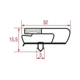 Snap-In Gasket 1031 | 2000 mm Grå | Magnetisk | Tillverkad i Italien