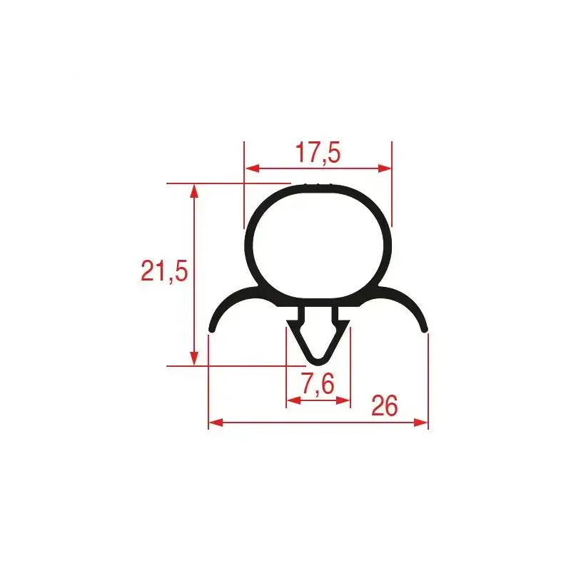 Snap-In Gasket 1032 | 2500 mm Grå | Ikke magnetisk | Lavet i Italien