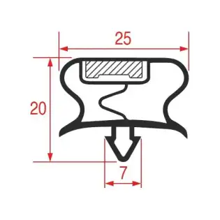 Snap-In Gasket 1058 | 2500 mm Grå | Magnetisk | Lavet i Italien