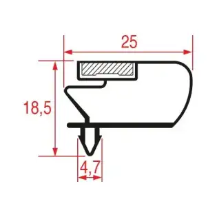 Snap-In Dichtung 1600x695 mm magnetisches Grau - Hergestellt in Italien