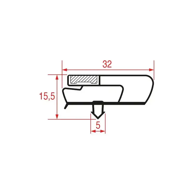 Junta Encaixável 590x470 mm - Perfil 1031 Cinza - Fagor, Coreco