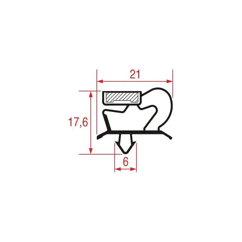 Uszczelka do dociskania 595x465 mm - Profil 1001 Szary - Zanussi