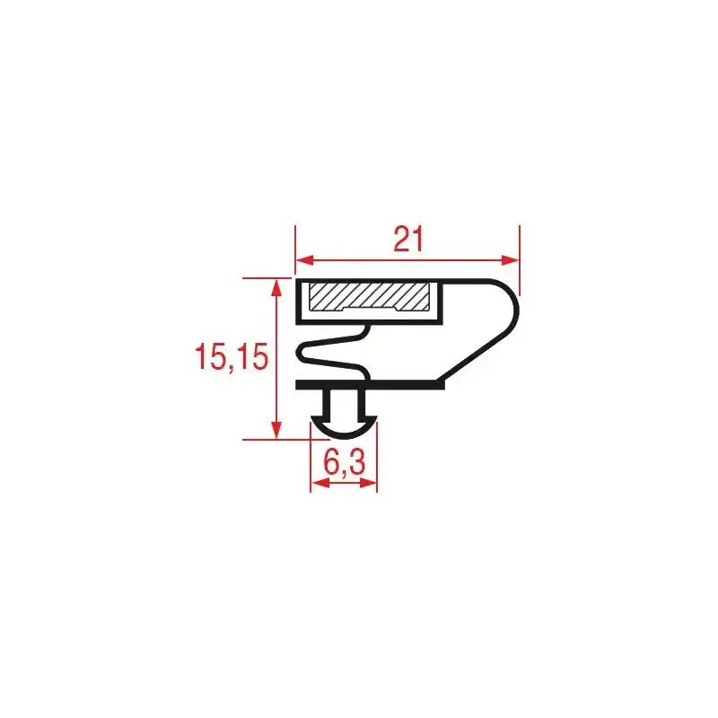 Snap-In Gasket 620x420 mm - Profiili 1006 Harmaa - Valmistettu Italiassa