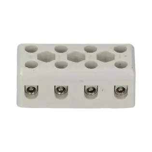 Bloco de terminais cerâmico de 4 polos - 400V, 300°C - Fabricado na China