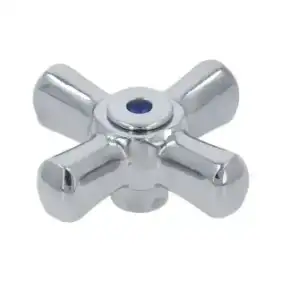 Monolithe en forme de croix avec petit bouton bleu