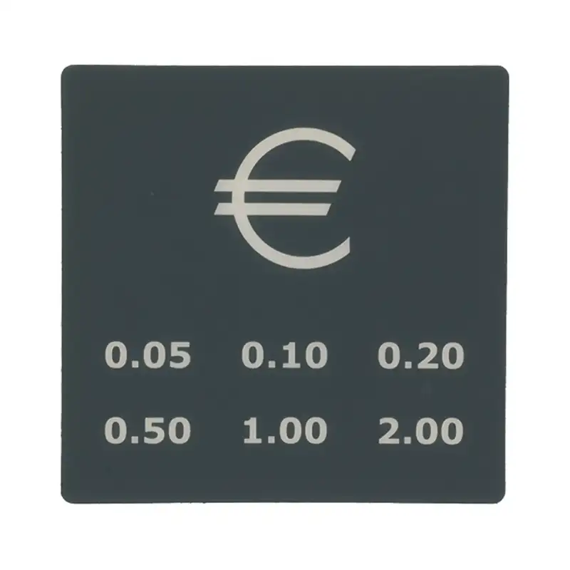 Placa adesiva de preço para máquinas de venda da marca Necta, com dimensões de 101 x 101 mm.