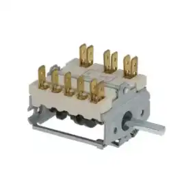 Selector Switch EGO 4927215520 de 0-6 posiciones, 16A 250V, con pasador en forma de D de 6x4.6 mm.