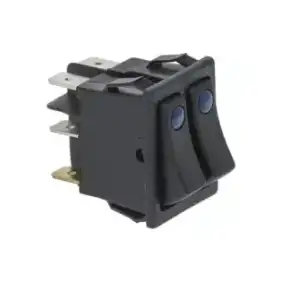 Animo Compatible Double Black Switch 16A 250V with Blue LED 22x30 mm
