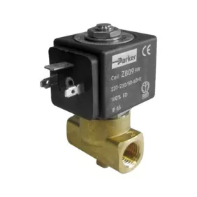 Parker 2 way solenoid valve 1/4" 1/4" DN 2,5mm 9W 220/230V 50/60Hz