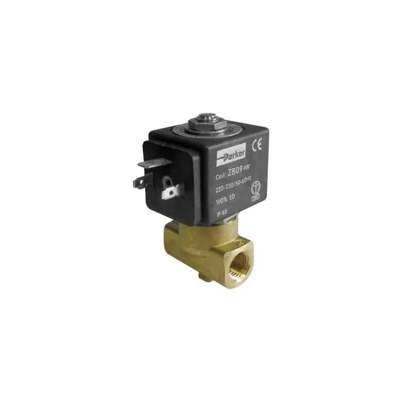 Parker 2 wege magnetventil 1/4" 1/4" DN 2,5mm 9W 220/230V 50/60Hz
