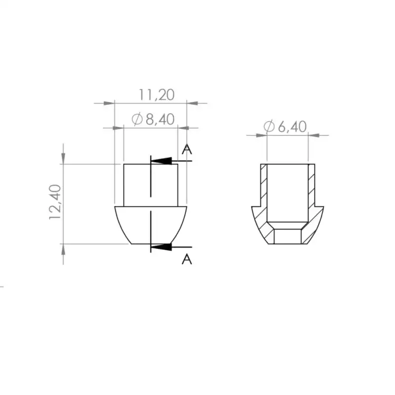 Tappo a saldare diametro 6 mm dado 1/4 "